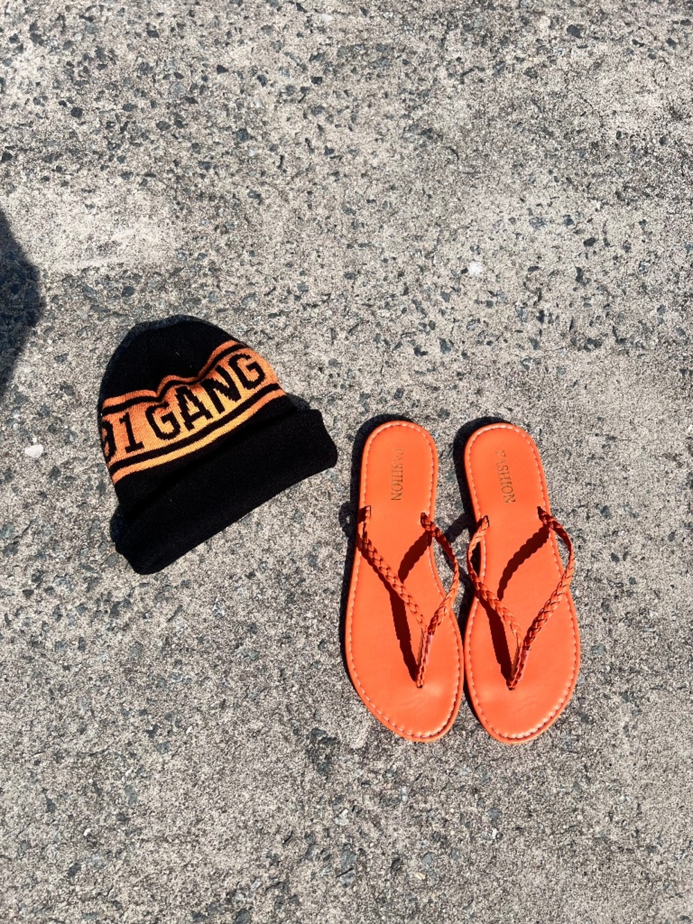 Orange flip flops